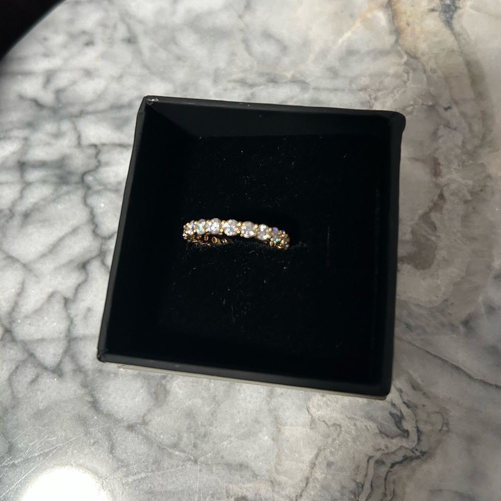 1.5 CT Moissanite Gold Plated / Sterling Silver Women's Eternity Band / Ring